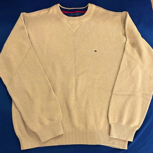 Tommy Hilfiger Mens Tan Crewneck Long Sleeve Sweater 100% Cotton Size Large